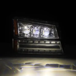 03-06 Chevrolet Silverado/02-06 Avalanche (without Body Cladding) NOVA-Series LED Projector Headlights Chrome -Car Light Shop 03 06 chevrolet silverado02 06 avalanche without body cladding nova series led projector headlights chrome 228015