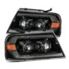 04-08 Ford F150 / 06-08 Lincoln Mark LT PRO-Series Halogen Projector Headlights Alpha-Black -Car Light Shop 04 08 ford f150 06 08 lincoln mark lt pro series halogen projector headlights alpha black 482435