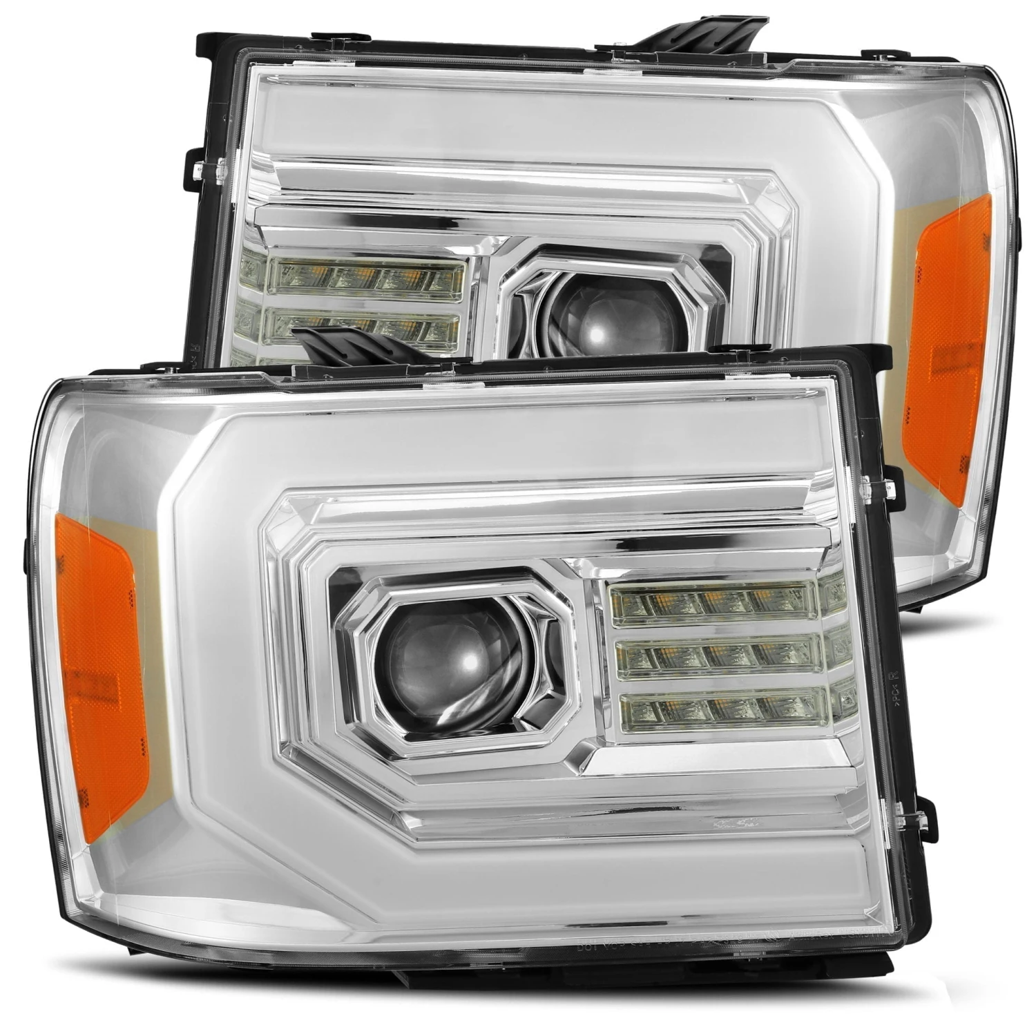 07-13 GMC Sierra LUXX-Series LED Projector Headlights Chrome 3 07-13 GMC Sierra LUXX-Series LED Projector Headlights Chrome