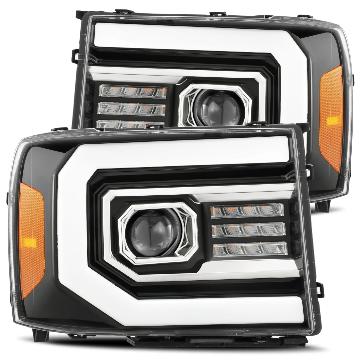 07-13 GMC Sierra LUXX-Series LED Projector Headlights Jet Black 2 07-13 GMC Sierra LUXX-Series LED Projector Headlights Jet Black