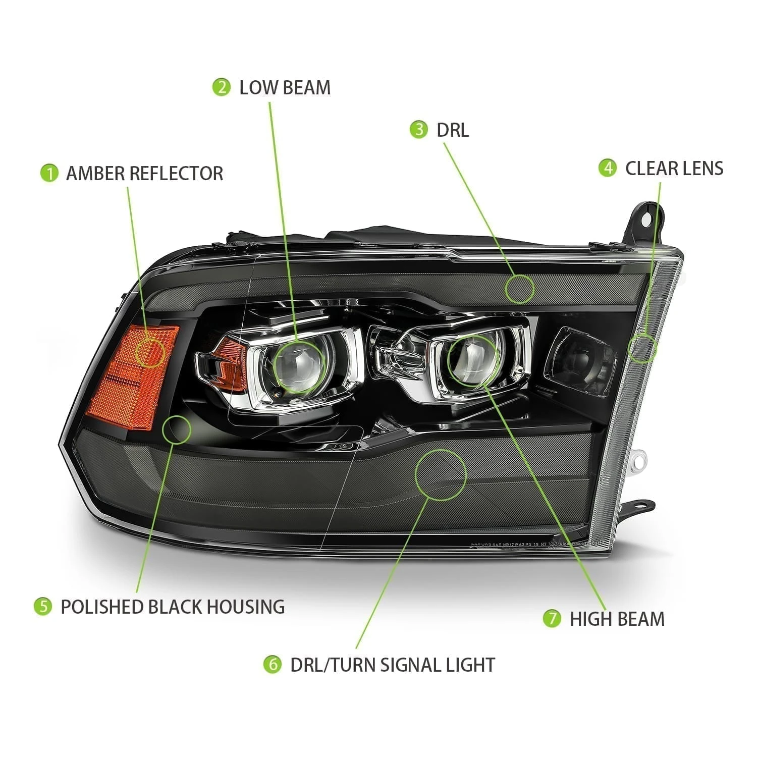 09-18 Ram Truck MK II PRO-Series Halogen Projector Headlights Jet Black 8 09-18 Ram Truck MK II PRO-Series Halogen Projector Headlights Jet Black - Image 6