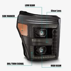 11-16 Ford Super Duty PRO-Series Halogen Projector Headlights Alpha-Black -Car Light Shop 11 16 ford super duty pro series halogen projector headlights alpha black 303017