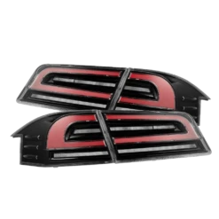 12-21 Tesla Model S LUXX-Series LED Tail Lights Black Red (With Black Trunk Center Piece Replacement)