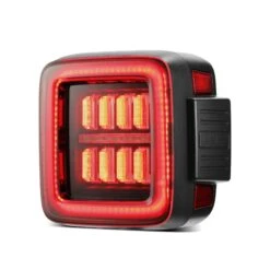 18-24 Jeep Wrangler JL NOVA-Series Prismatic LED Tail Lights Black-Red -Car Light Shop 18 24 jeep wrangler jl nova series prismatic led tail lights black red 548822
